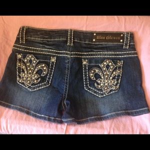 MISS CHIC DENIM RHINESTONE STUDDED JEAN SHORTS
